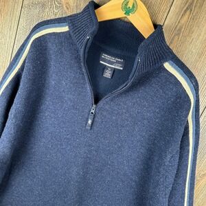American Eagle Outfitters AE77 Performance Lambswool 1/4 Zip Sweater Men XL Blue